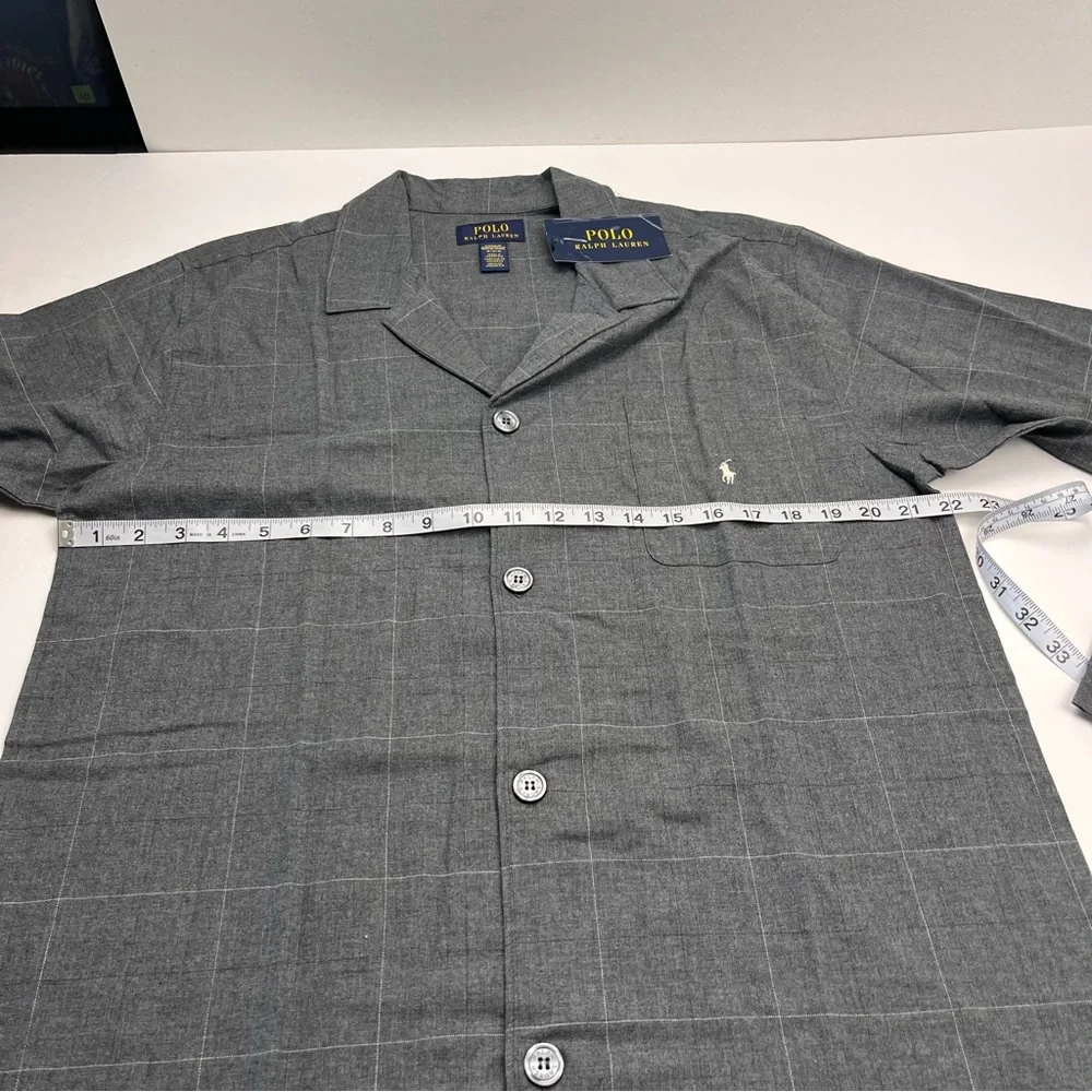 Polo Ralph Lauren Sleepwear Men SZ Medium Grey Gray Sleep Shirt Long‎ Sleeve NEW